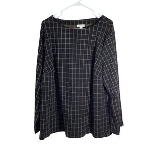 J. Jill Black/Camel Checkered Long Sleeve Top